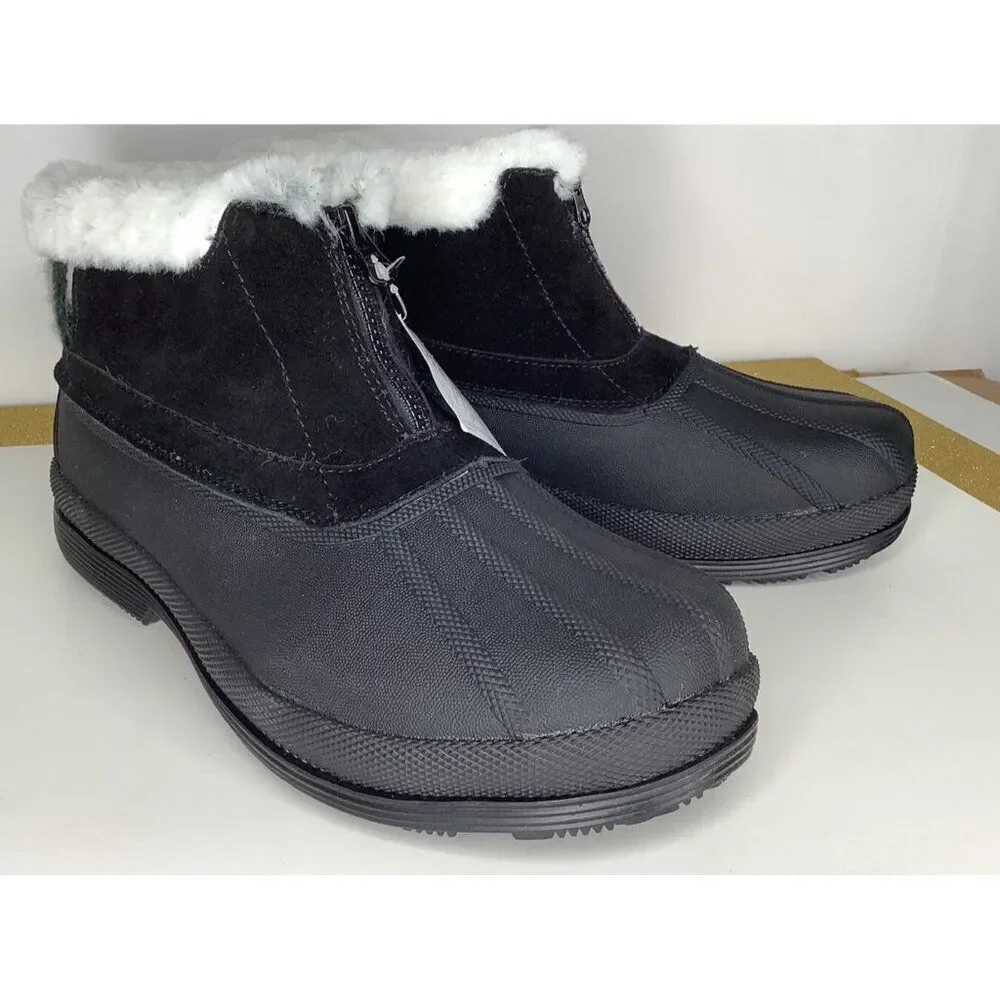 Propet Lumi Women's 11W Ankle zip  black/white Duck Snow Boots